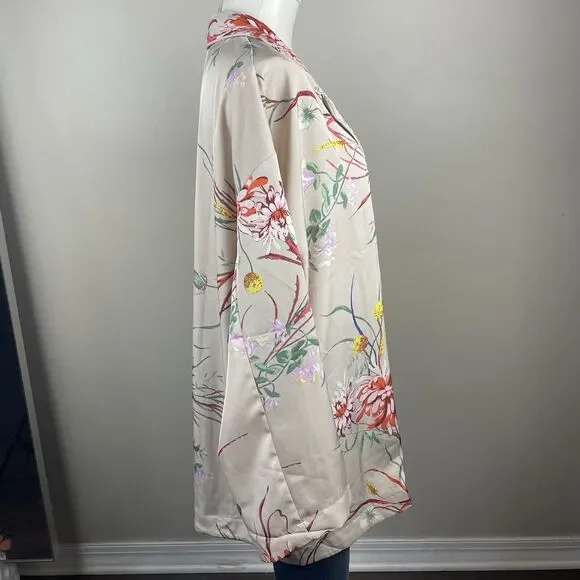 y2k style oversized H&M bohemian floral print kimono blazer size large - Picture 5 of 10